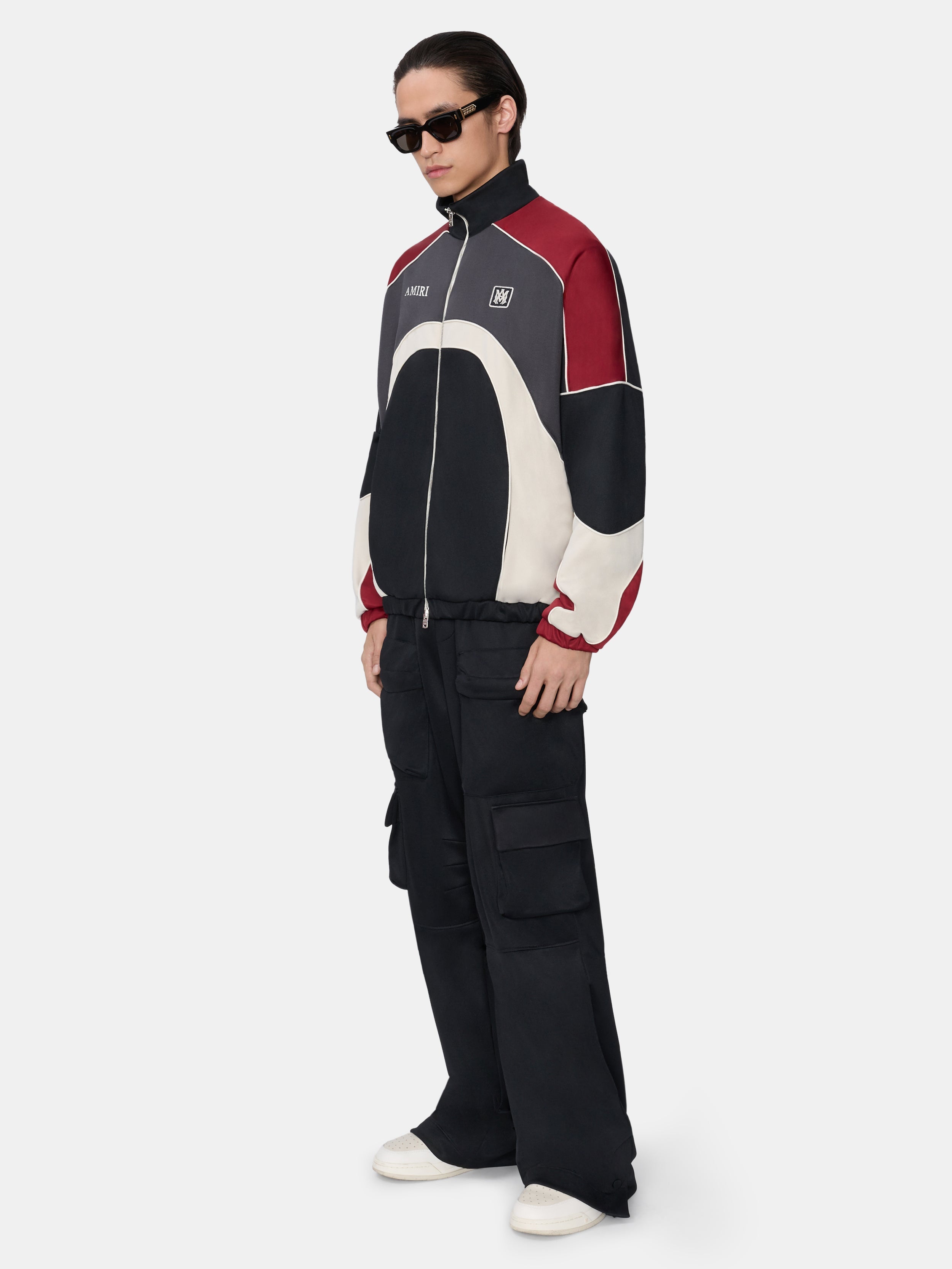 OVERSIZED PANEL TRACK JACKET - Black