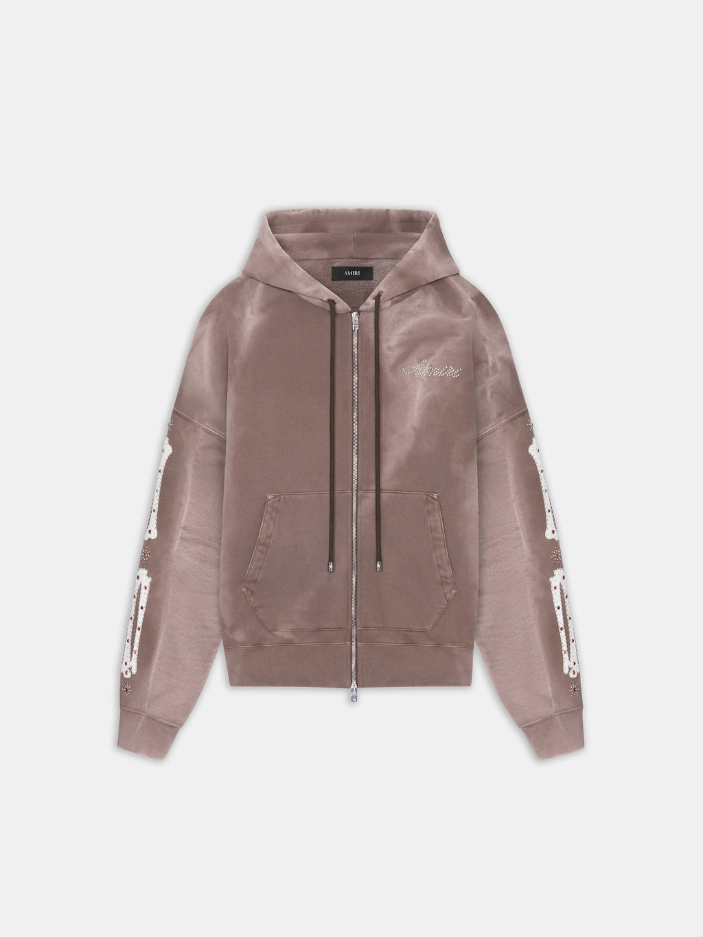 WOMEN - WOMEN'S BONES STUDDED ZIP HOODIE - Dark Brown