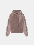WOMEN - WOMEN'S BONES STUDDED ZIP HOODIE - Dark Brown