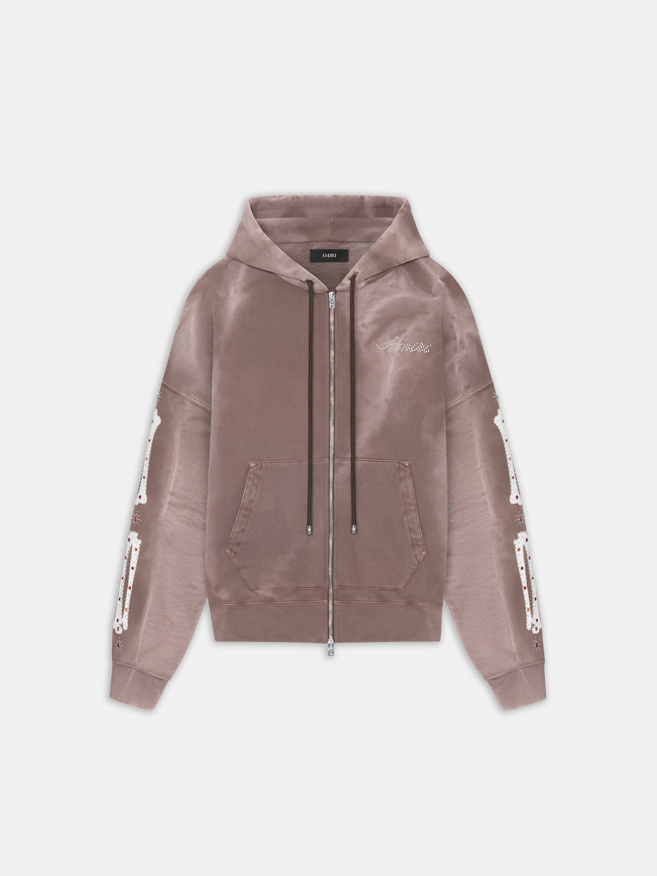 WOMEN - WOMEN'S BONES STUDDED ZIP HOODIE - Dark Brown