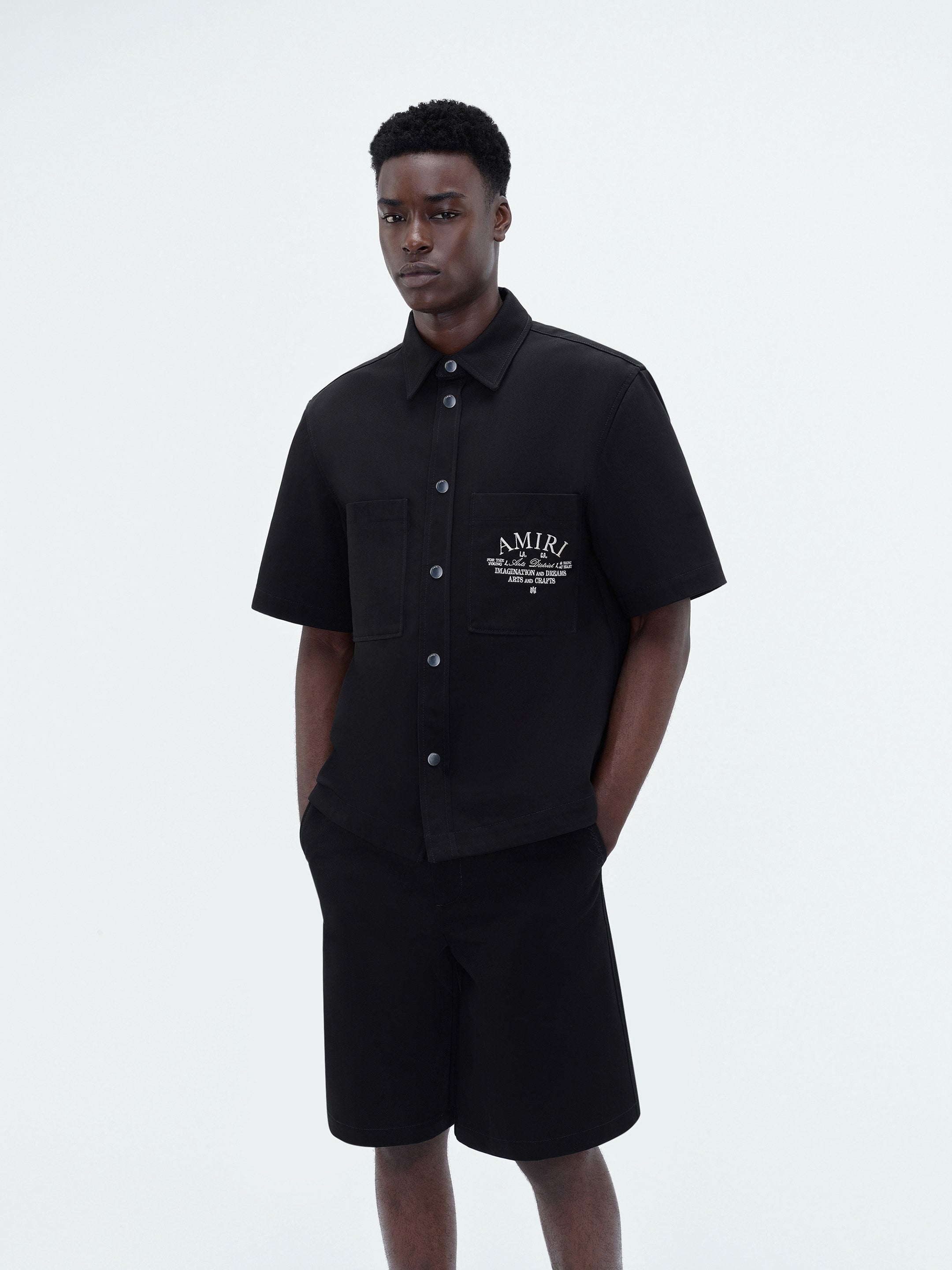 AMIRI ARTS DISTRICT CAMP SHIRT - BLACK