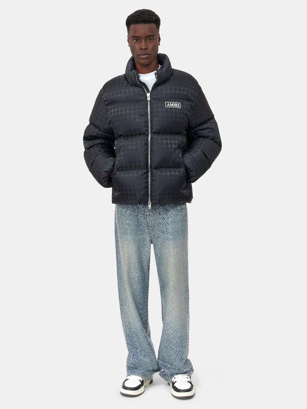 MA QUAD JACQUARD DOWN JACKET - Black