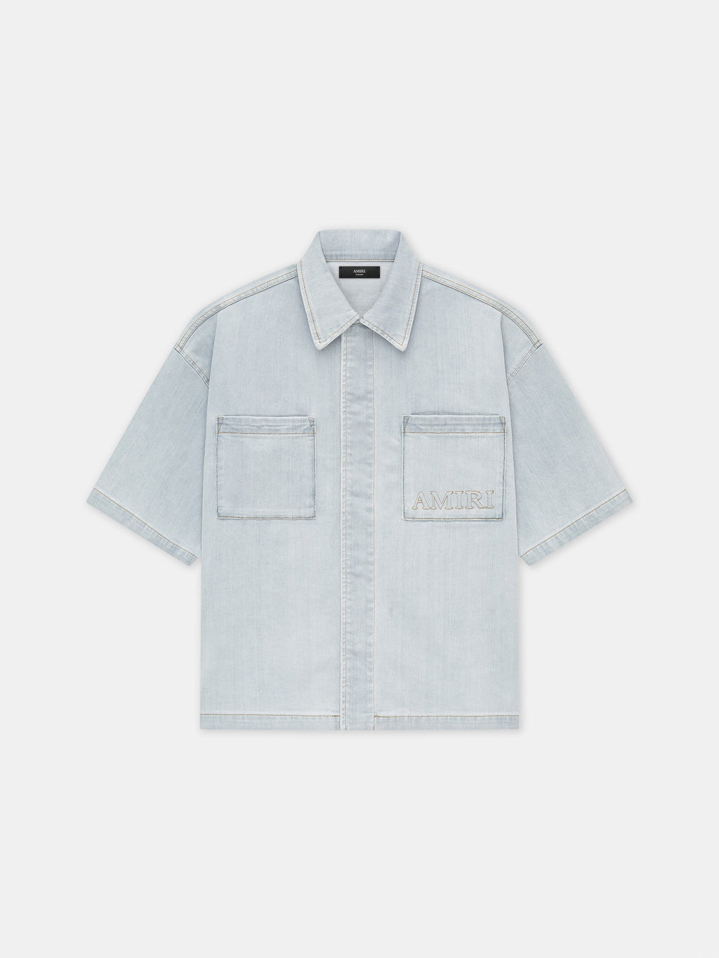 AMIRI 3D SHORT SLEEVE SNAP SHIRT - Light Indigo