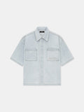 AMIRI 3D SHORT SLEEVE SNAP SHIRT - Light Indigo
