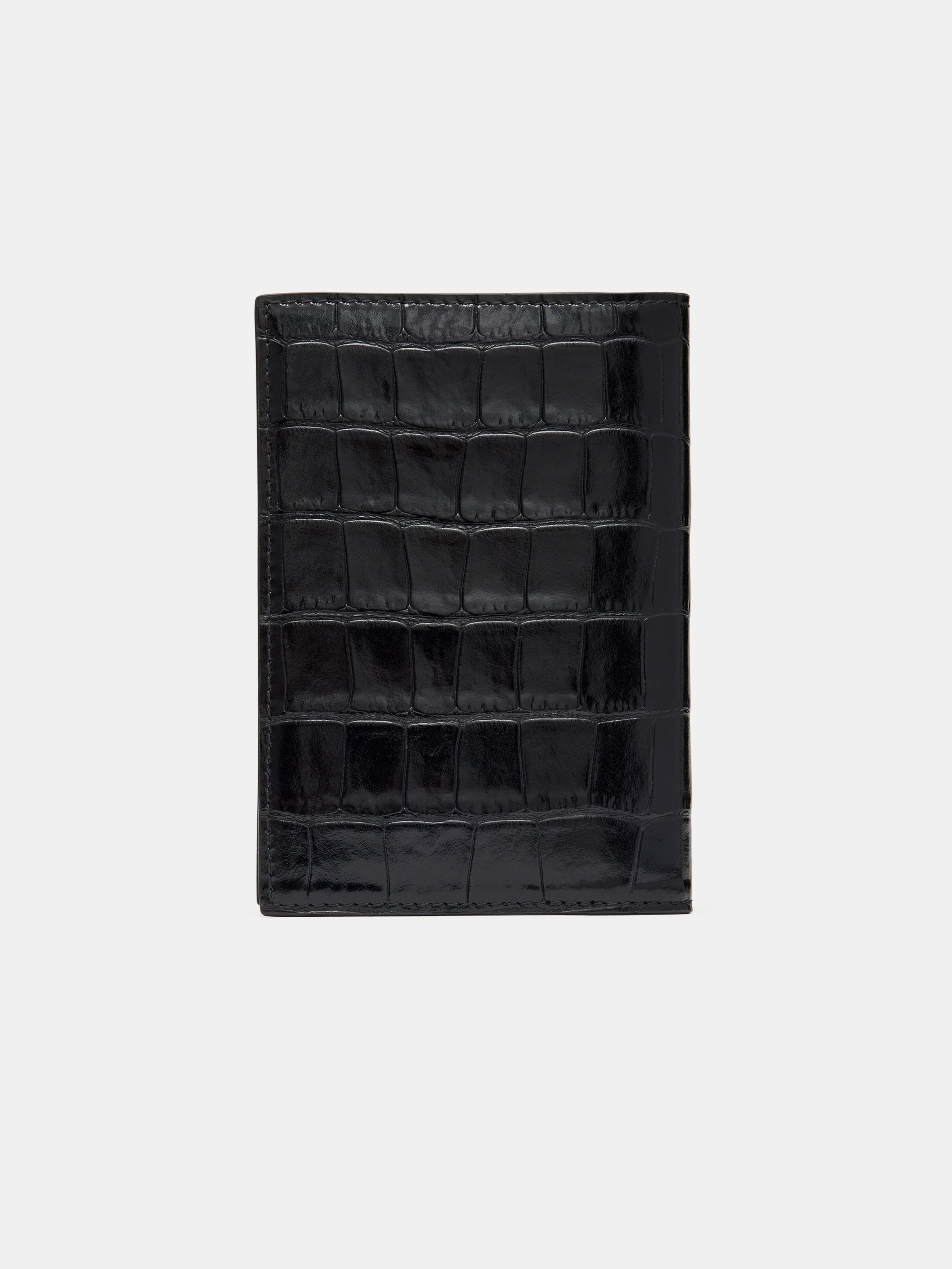 CROC EMBOSSED PASSPORT HOLDER - BLACK