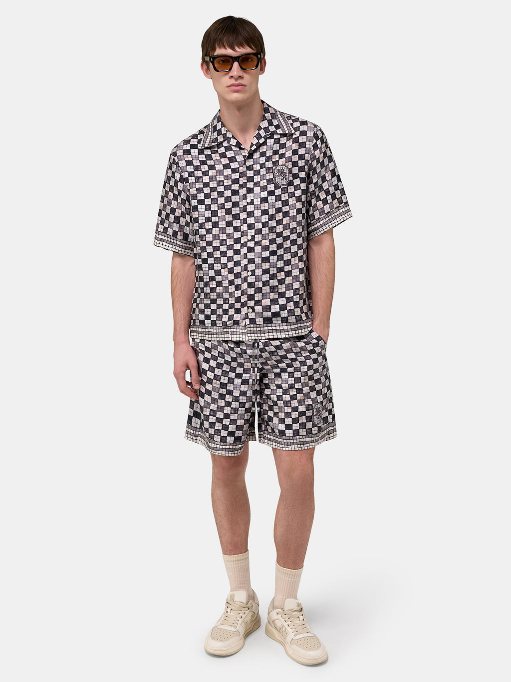 MA CHECKERED BOWLING SHIRT - Taupe