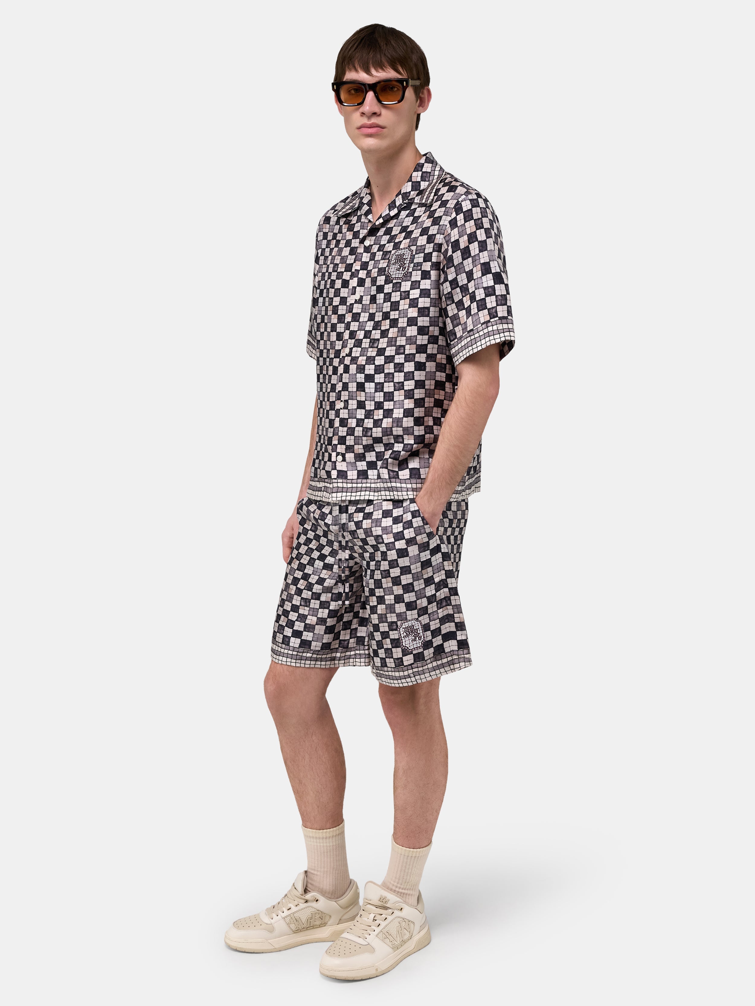 MA CHECKERED BOWLING SHIRT - Taupe
