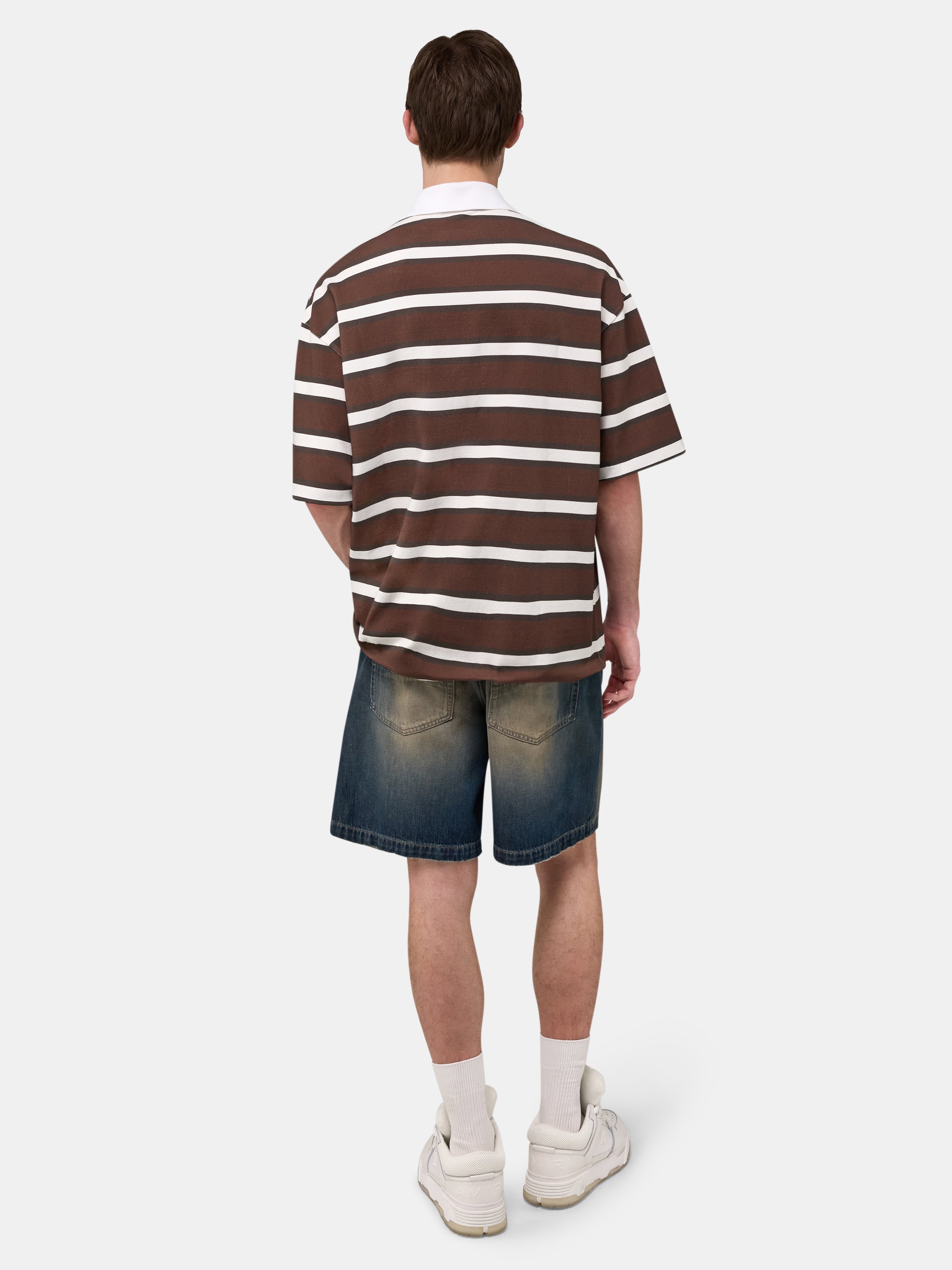 MA STRIPED OVERSIZED POLO - Tobacco