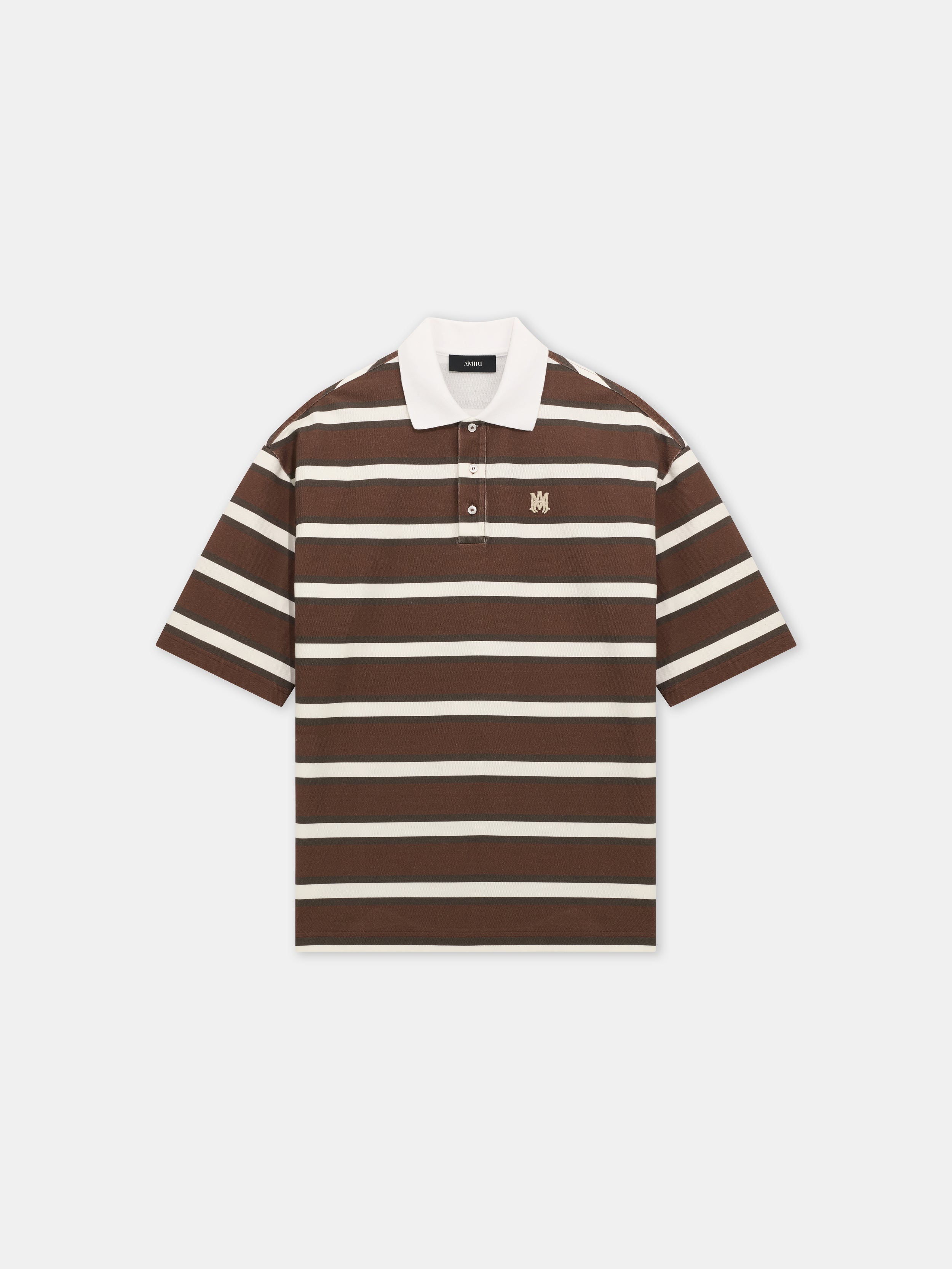 MA STRIPED OVERSIZED POLO - Tobacco
