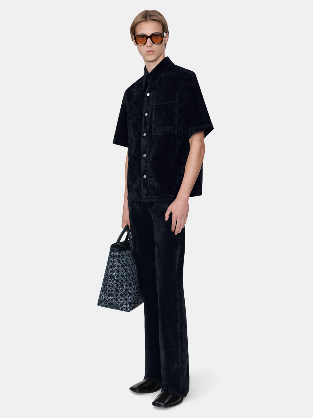 VELVET CAMP SHIRT - BLACK
