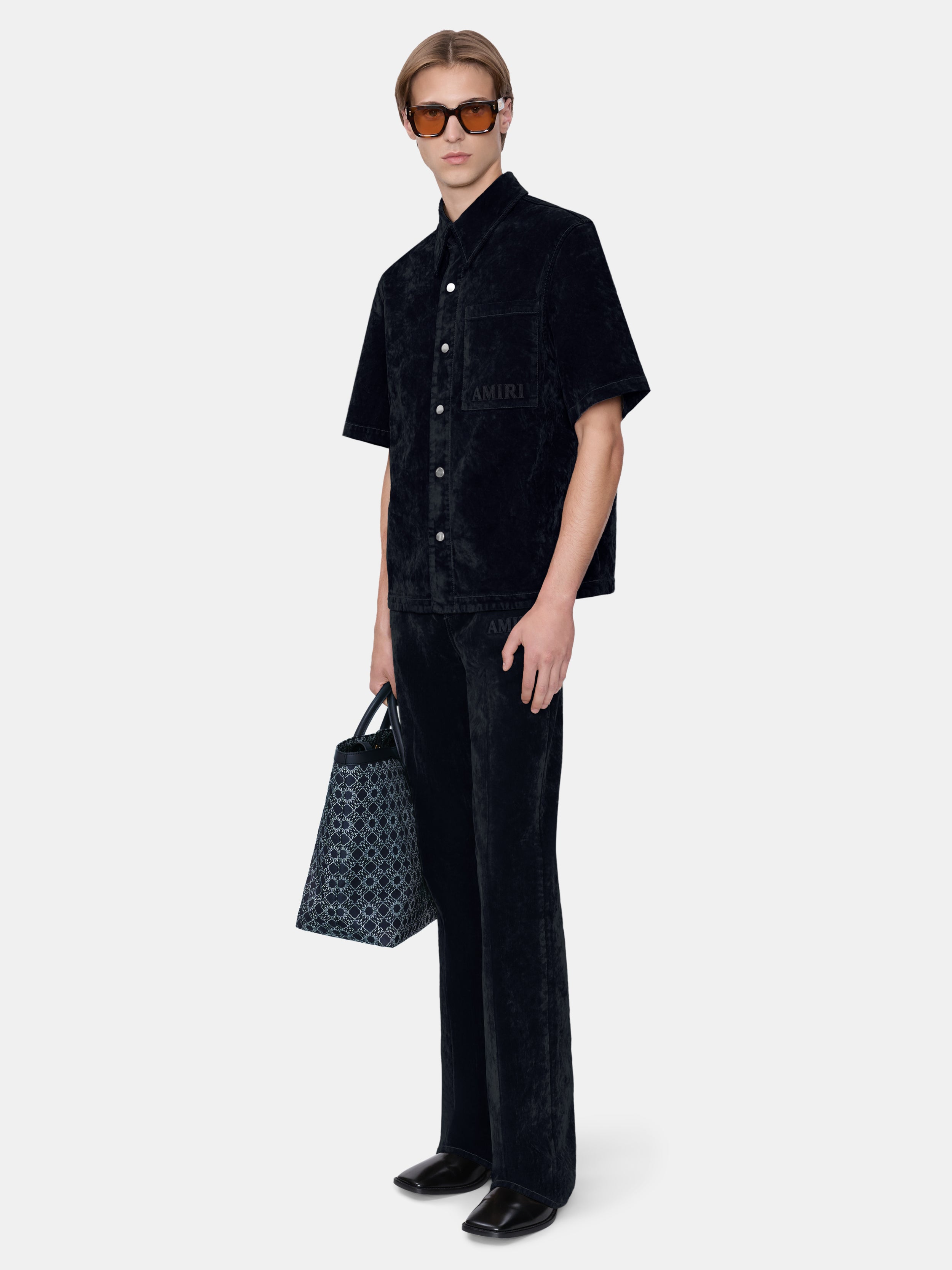VELVET CAMP SHIRT - BLACK