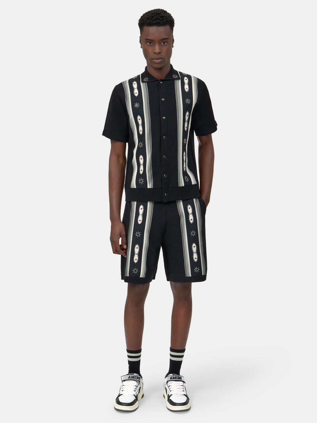 STUD STRIPE SHIRT - Black
