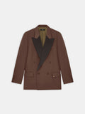 DOUBLE-BREASTED BLAZER - DARK BROWN