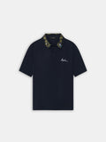 AMIRI FLORAL COLLAR POLO - Black