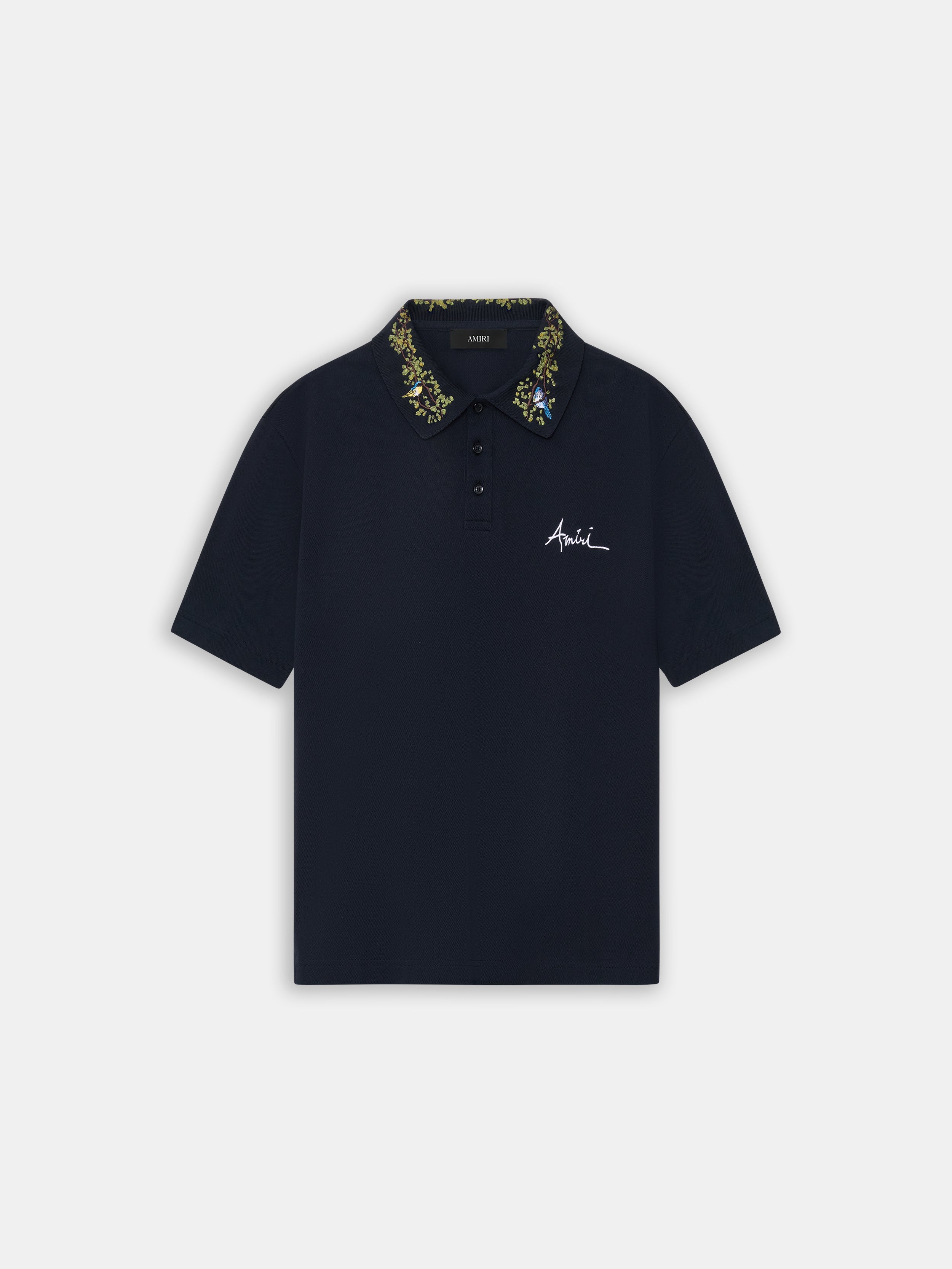 AMIRI FLORAL COLLAR POLO - Black