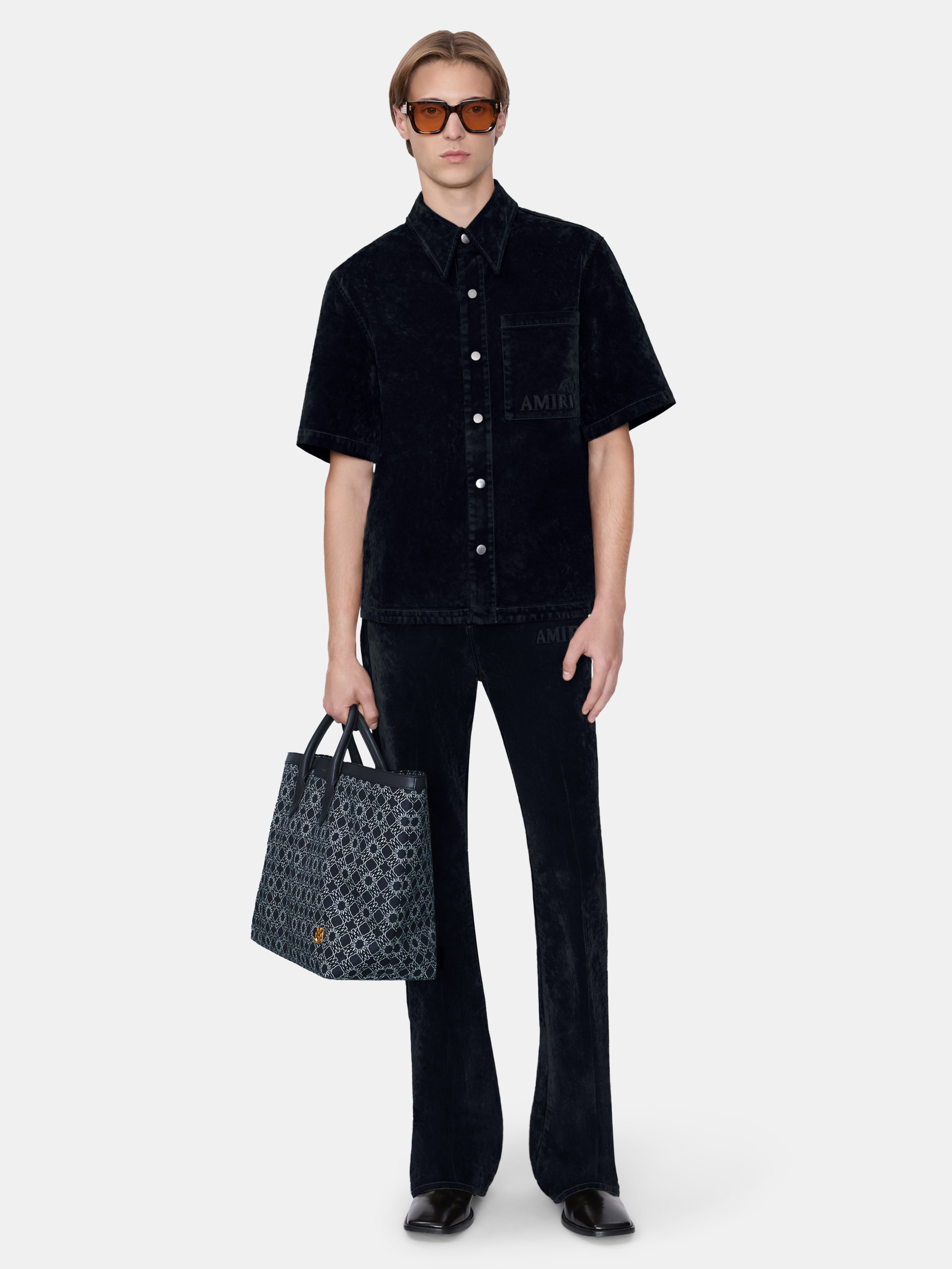 VELVET CAMP SHIRT - BLACK