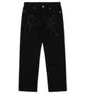 Revenge Embroidered Logo Denim Pant Black