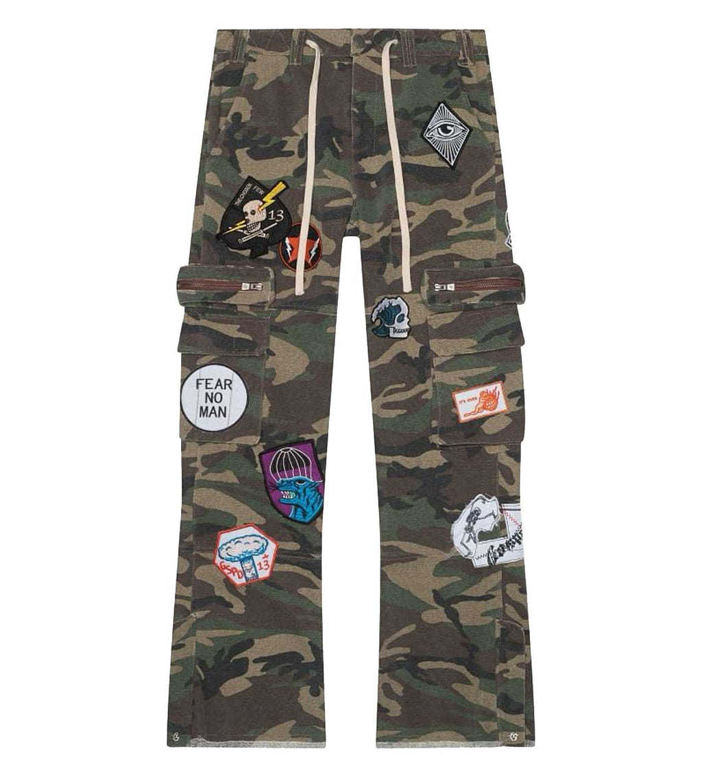 Godspeed Patchwork Flared Cargo Pants Camo