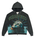Godspeed Sunken Liberty Zip Up Hoodie Washed Grey