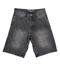Lost Shdws Embossed Logo Denim Shorts Washed Black