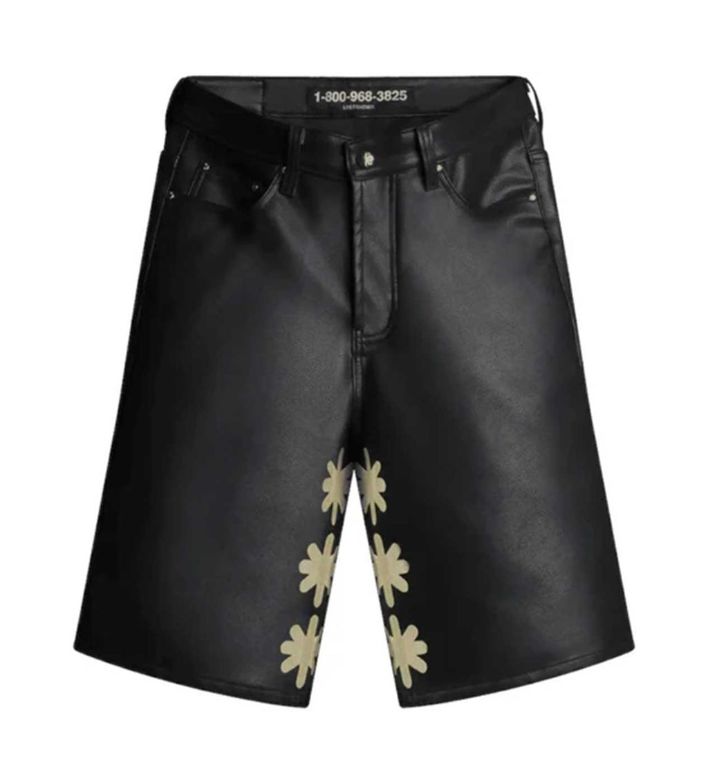 Lost Shdws Leather Shorts Black/Bone