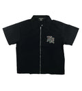 Mixed Emotion Rhinestone Zip Up Shirt Black