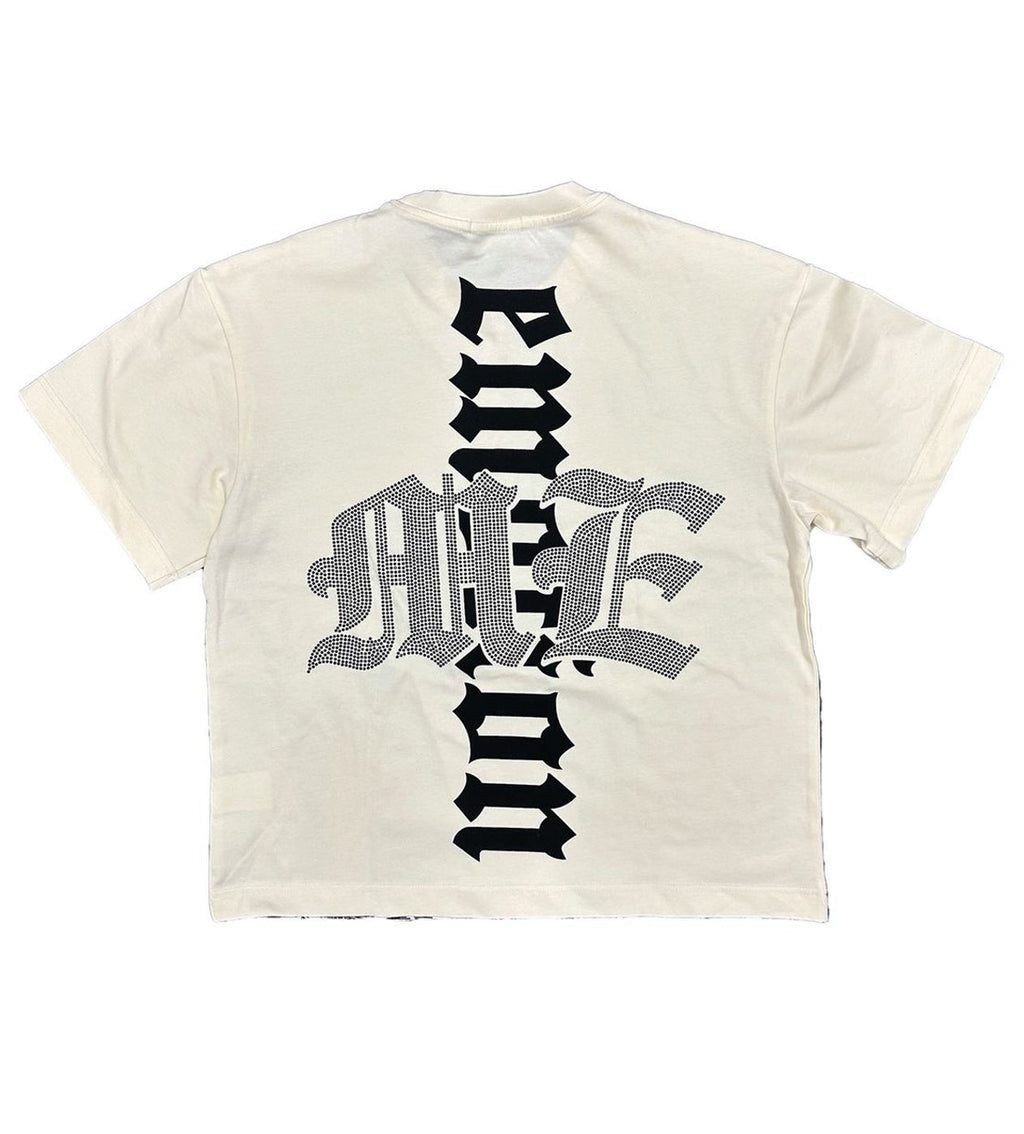 Mixed Emotion Beach Rhinestone Tee Cream