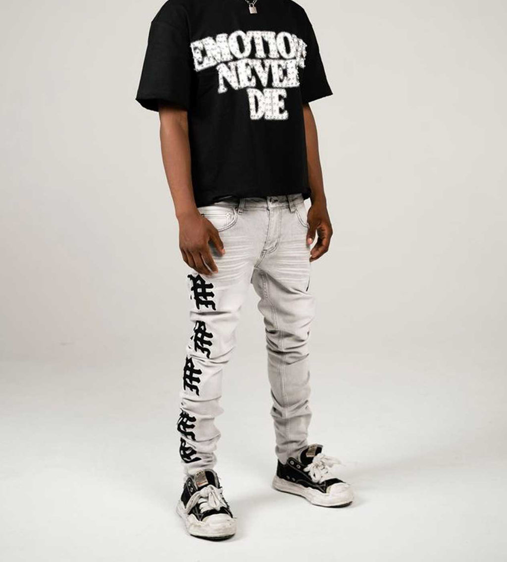 Mixed Emotions Monogram Denim Grey Wash