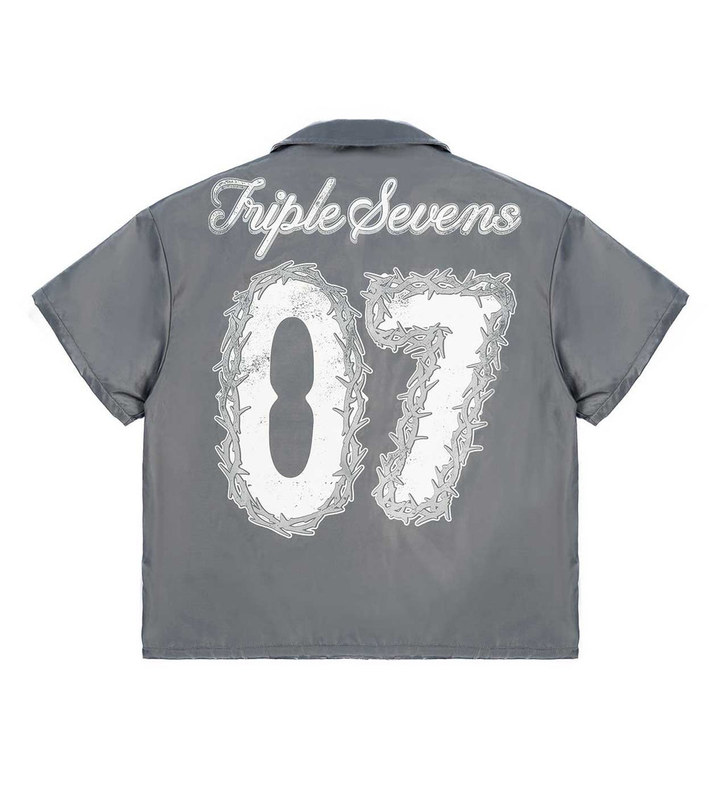 Triple Sevens Nylon Button Up Grey