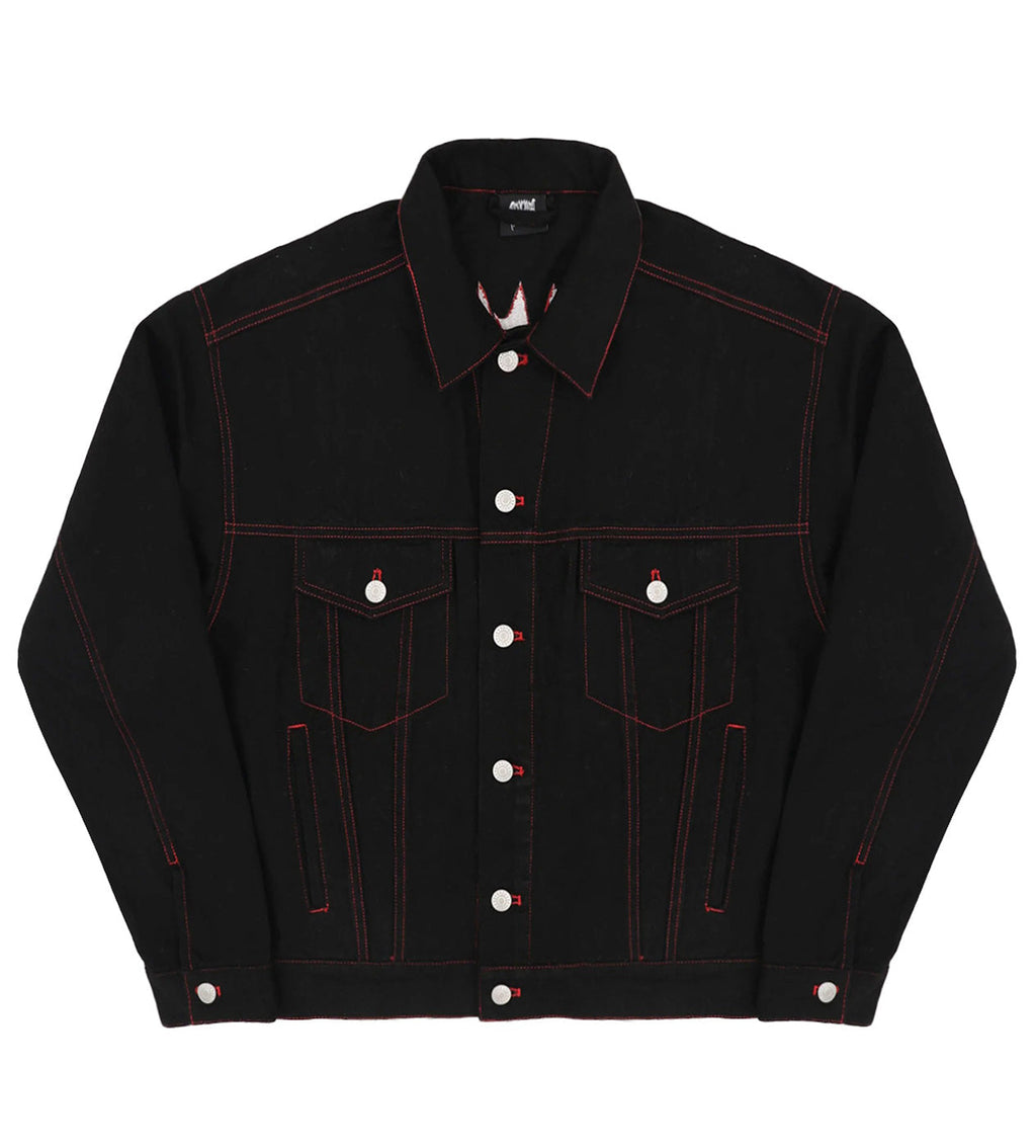 Revenge Red Embroidered Logo Denim Jacket Black
