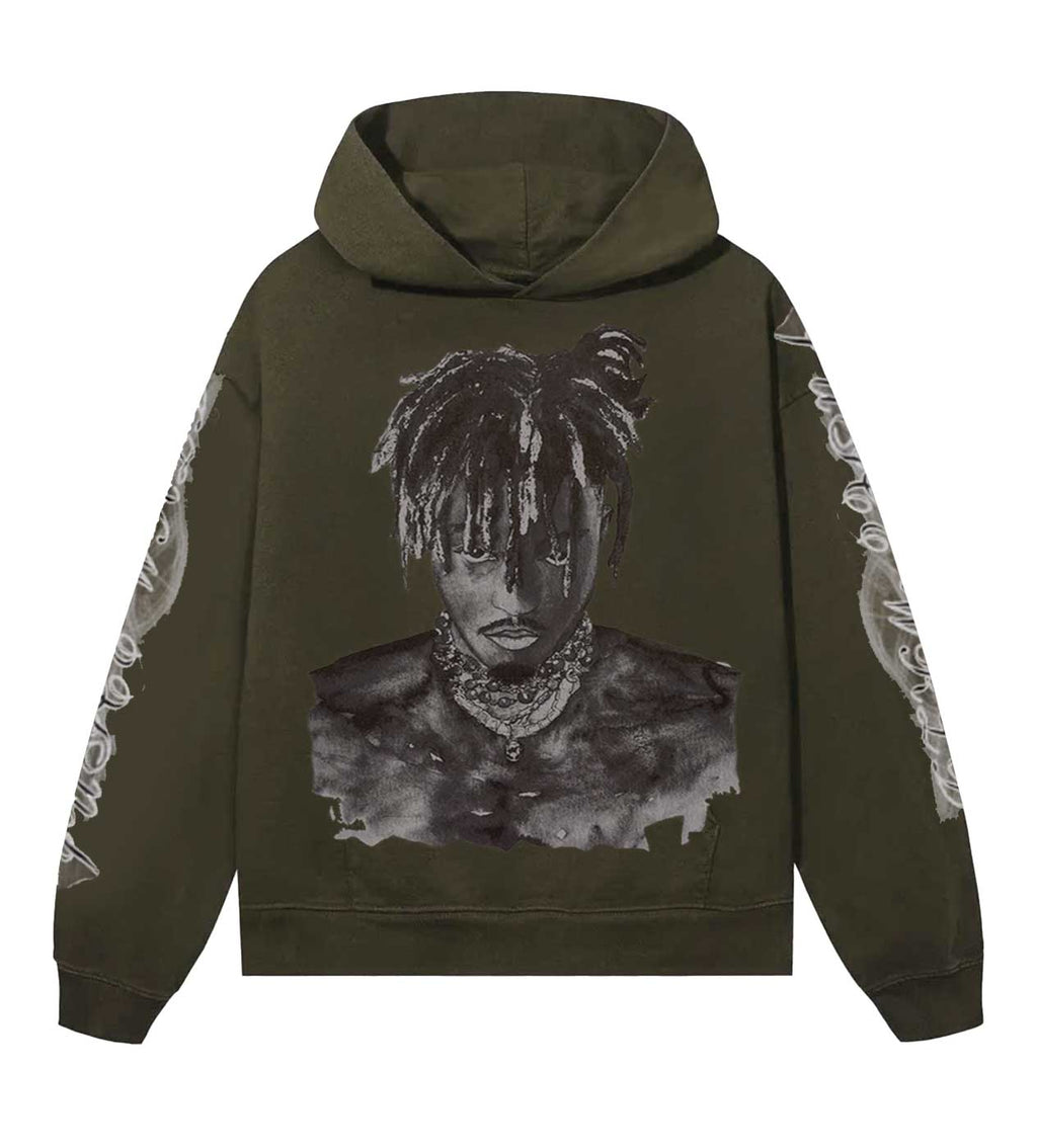 Revenge Graphite Portrait Hoodie Army Green