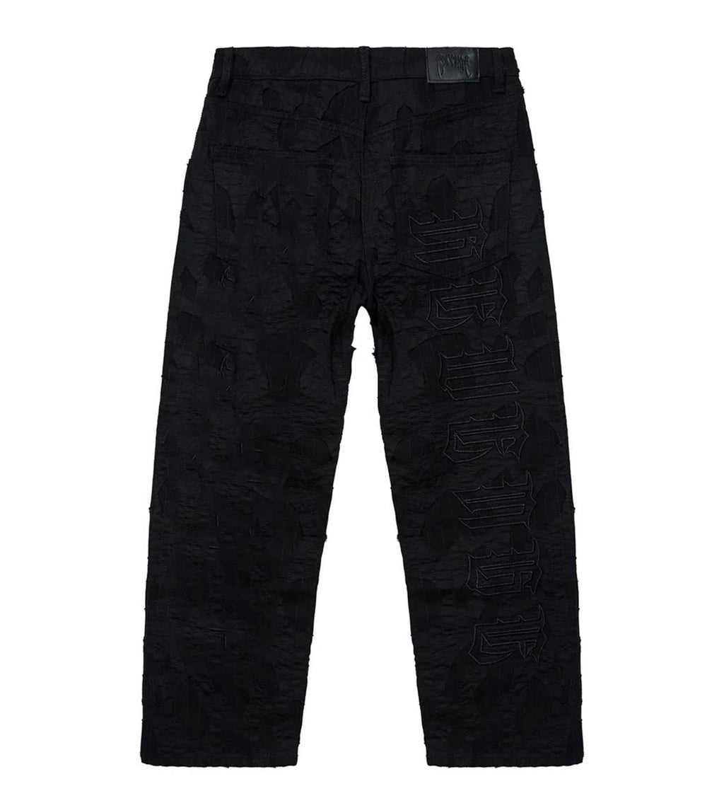 Revenge Logo Distressed Boro Denim Pant Black
