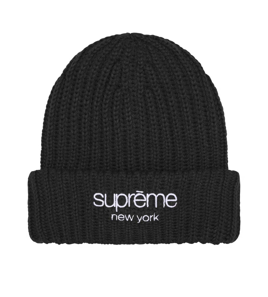 Supreme Chunky Rib Classic Logo Beanie Black