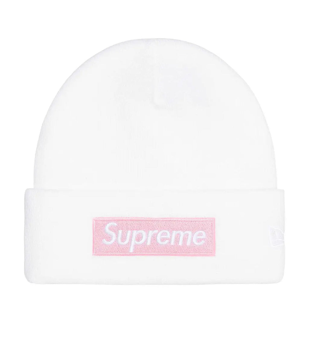 Supreme New Era Box Logo Beanie White/Pink