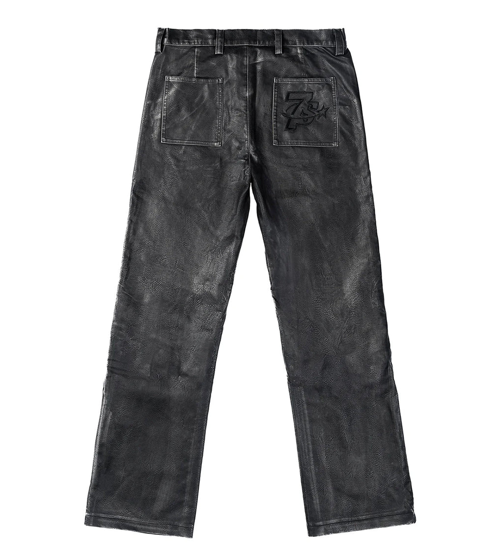 Triple Sevens Logo Leather Pant Black