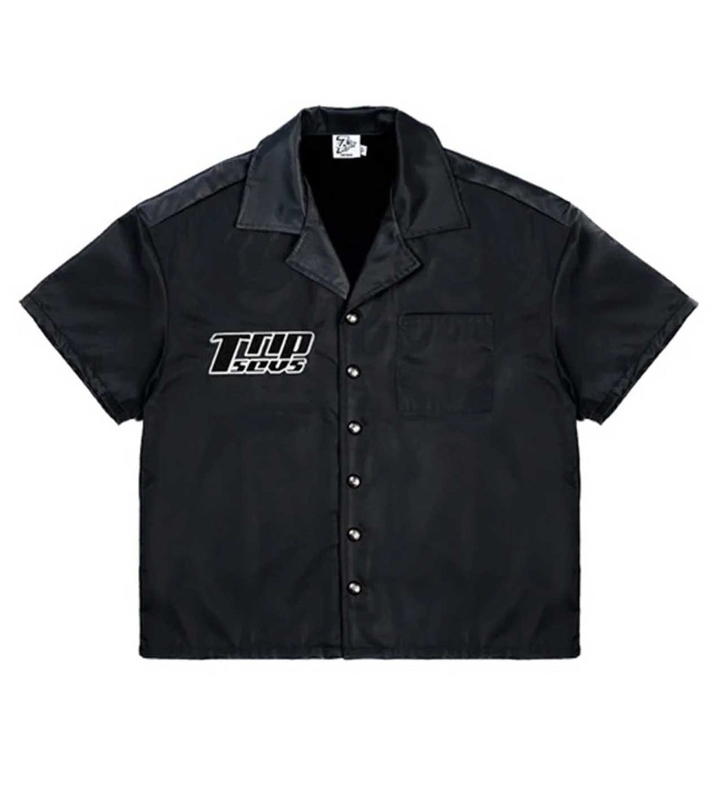 Triple Sevens Nylon Button Up Black