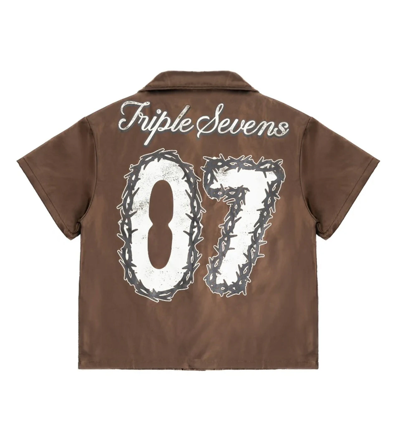 Triple Sevens Nylon Button Up Tee Brown