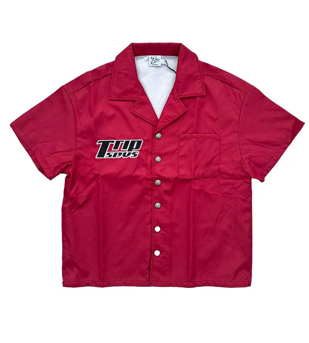 Triple Sevens Nylon Button Up Red