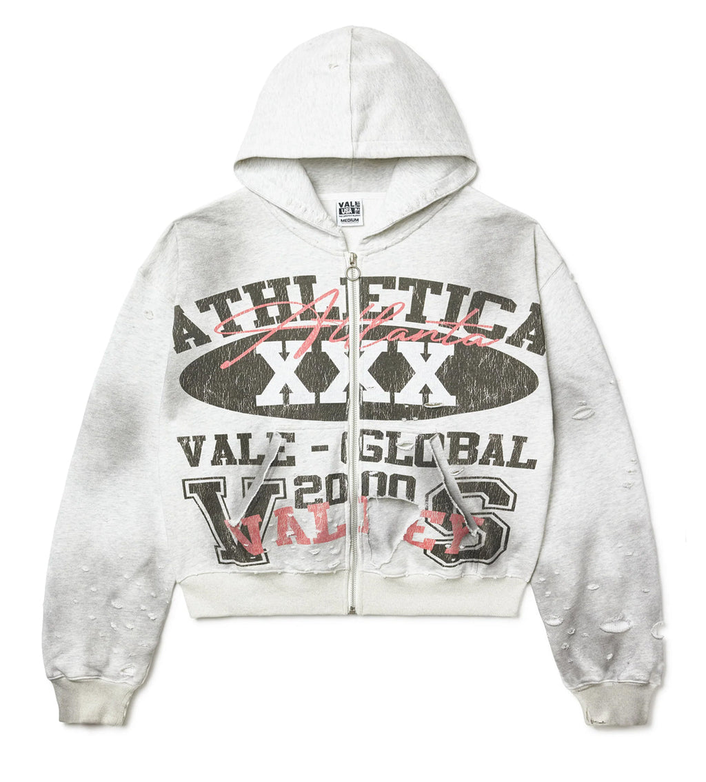 Vale Forever Destroyer Zip Up Hoodie Grey