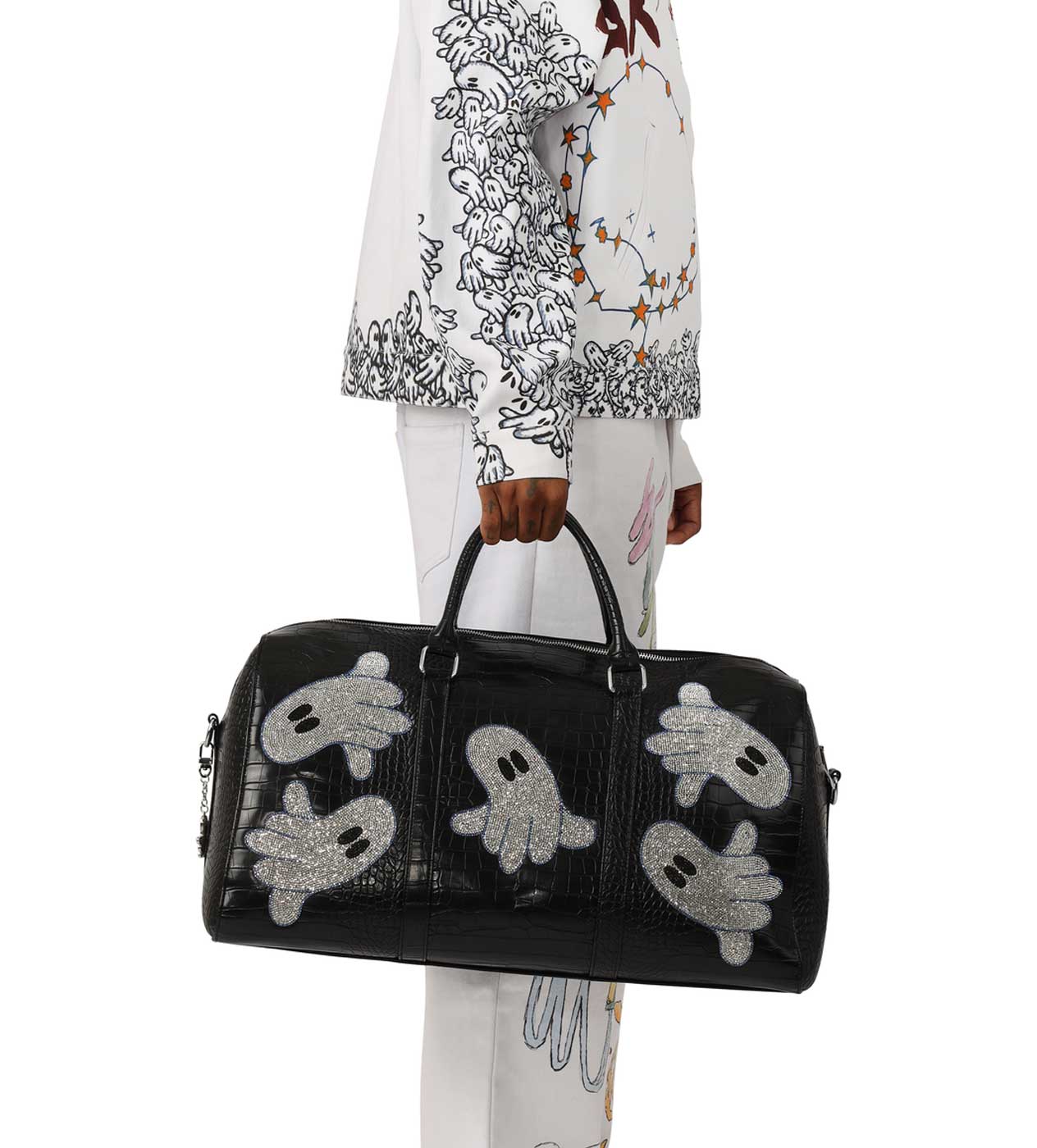 WNTD Alligator Ghost Gem Duffle Bag Black