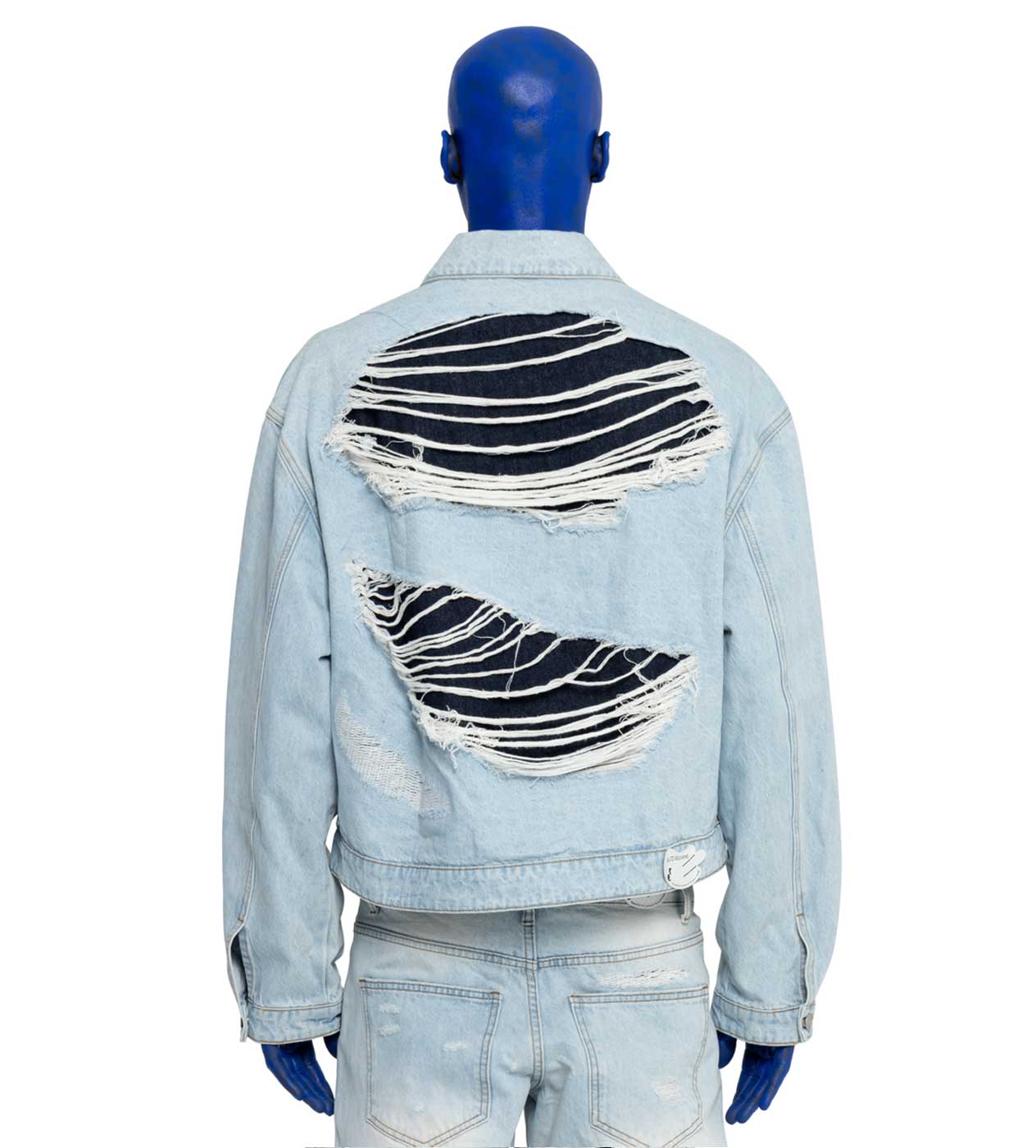 WNTD Distressed Double Denim Jacket Blue