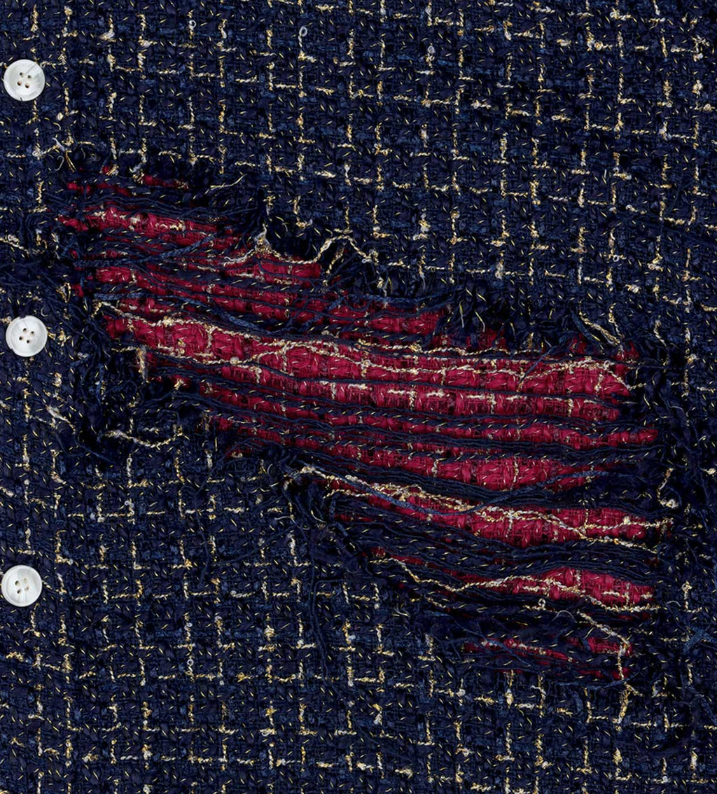 WNTD Distressed Double Layer Flannel Blue