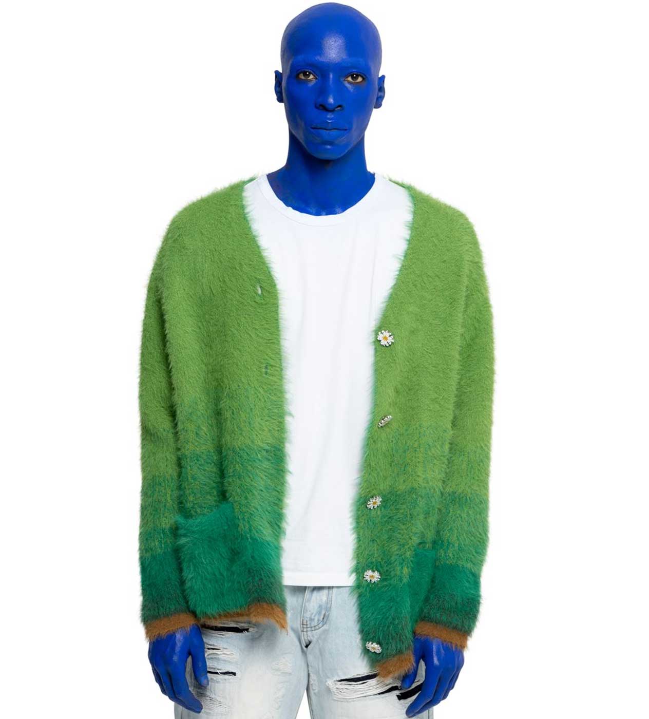 WNTD Mohair Cardigan Green