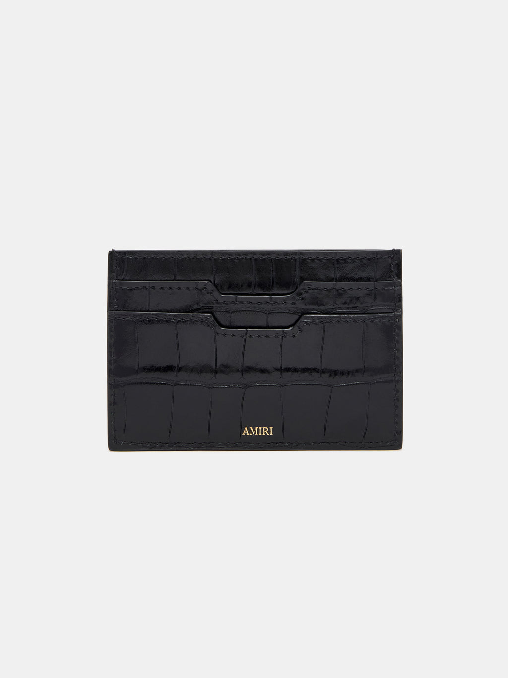CROC EMBOSSED CARD HOLDER - BLACK