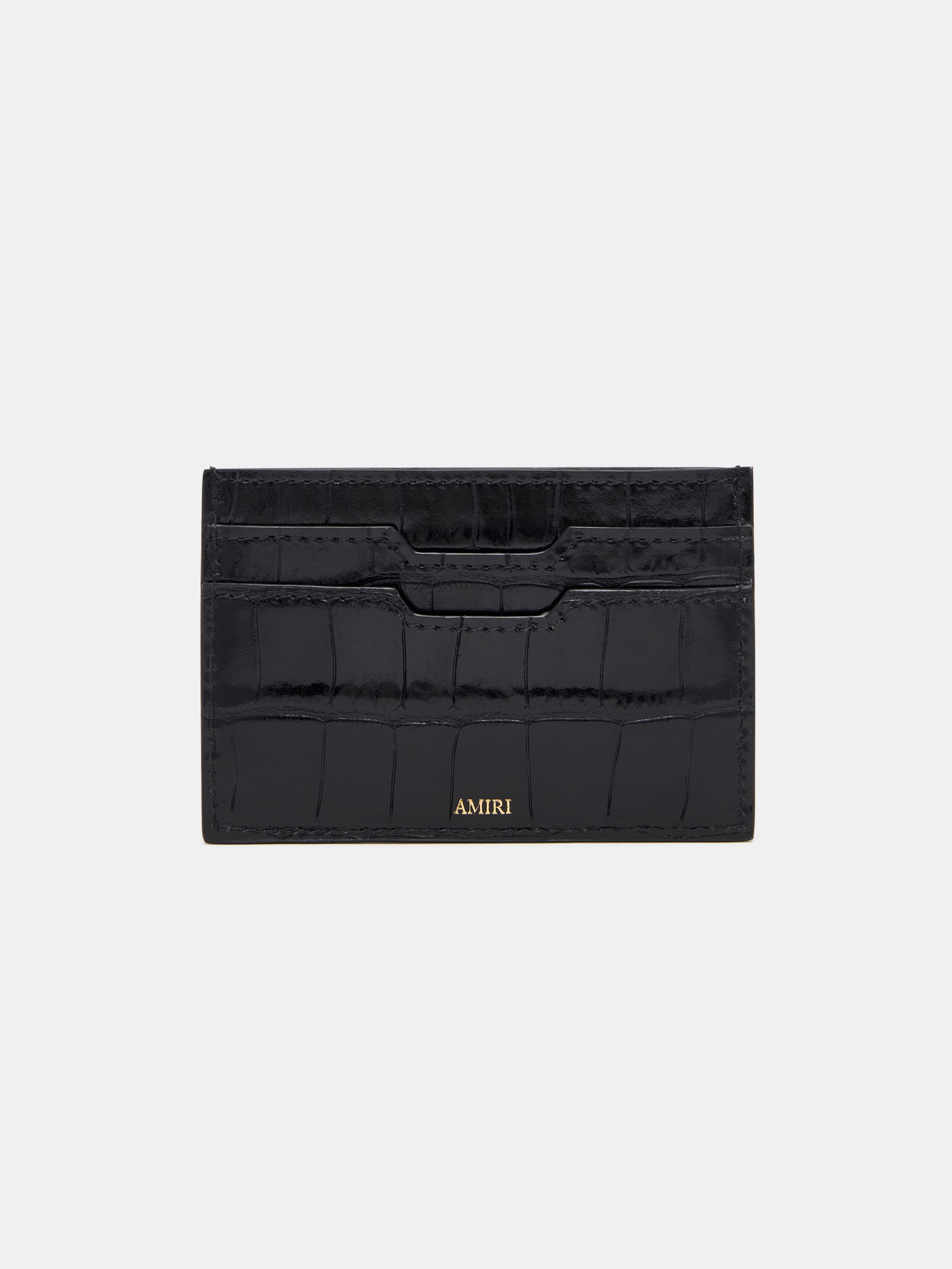 CROC EMBOSSED CARD HOLDER - BLACK