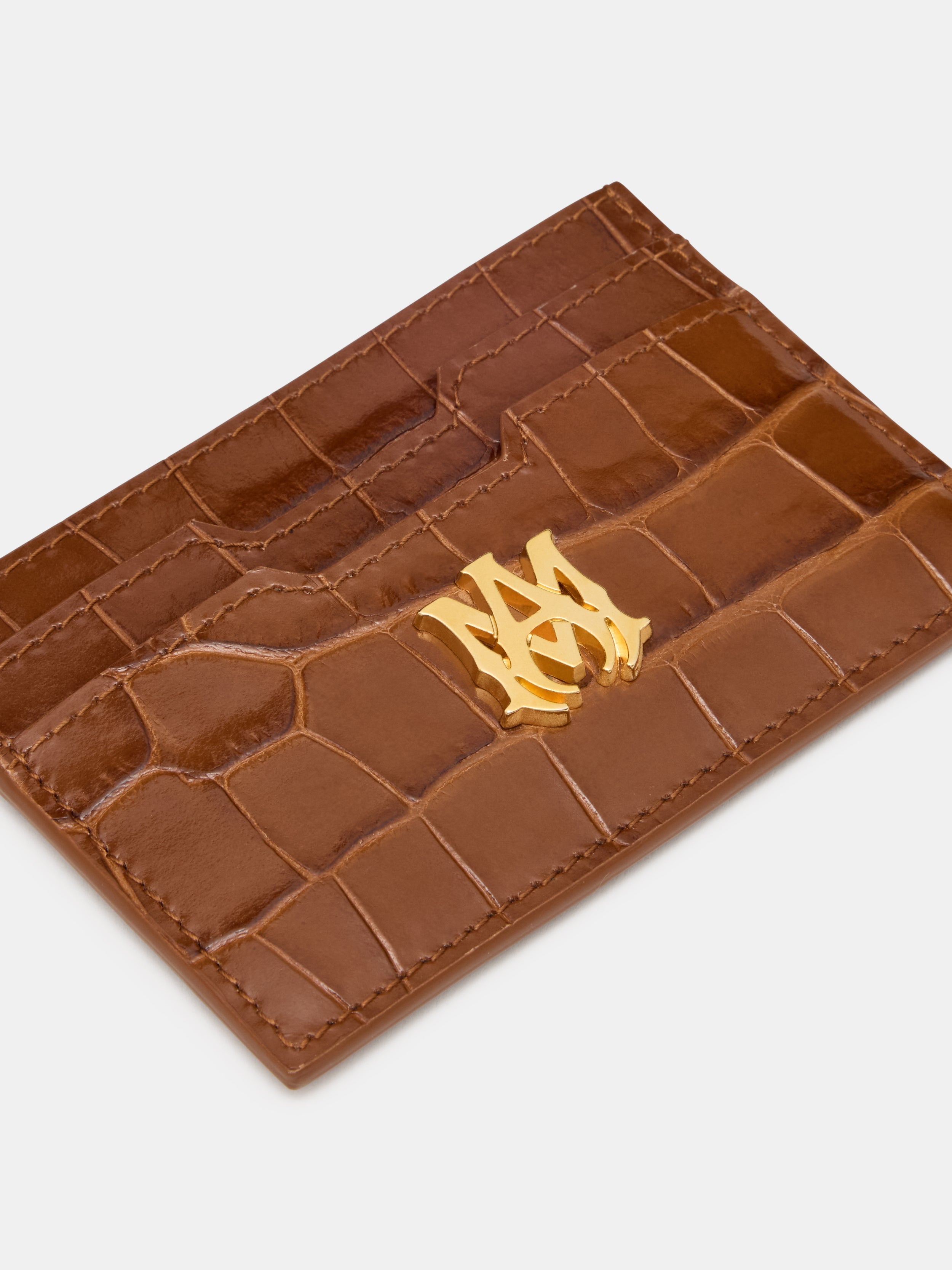CROC EMBOSSED CARD HOLDER - MALT