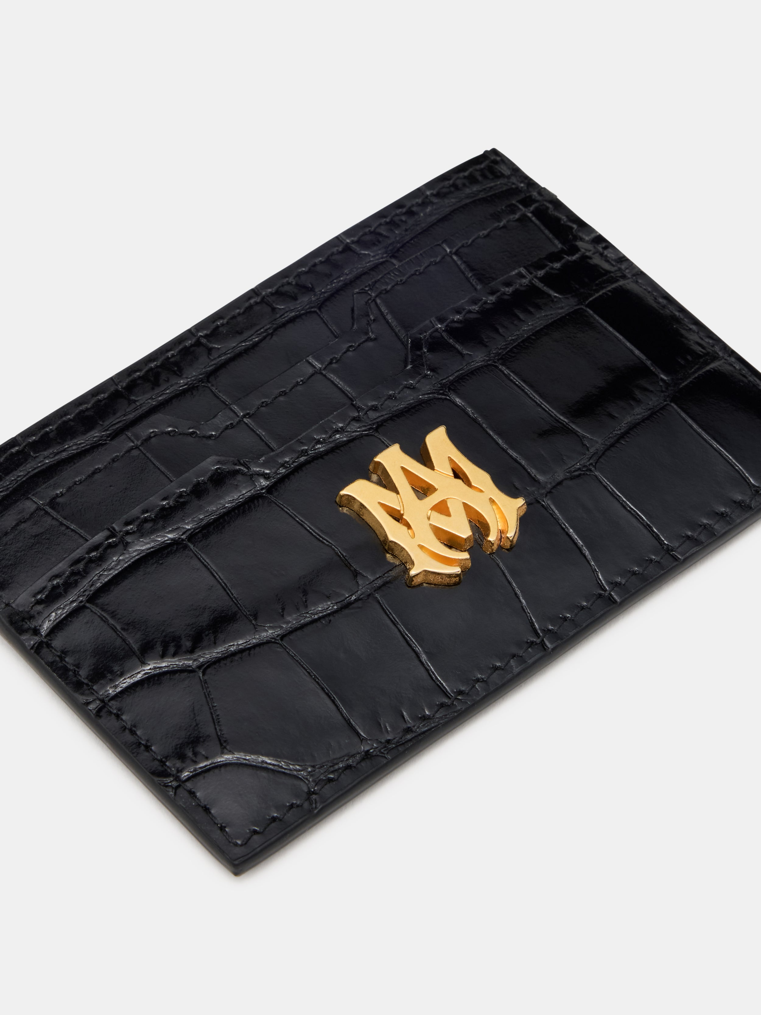 CROC EMBOSSED CARD HOLDER - BLACK