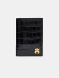 CROC EMBOSSED PASSPORT HOLDER - BLACK