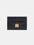 CROC EMBOSSED CARD HOLDER - BLACK