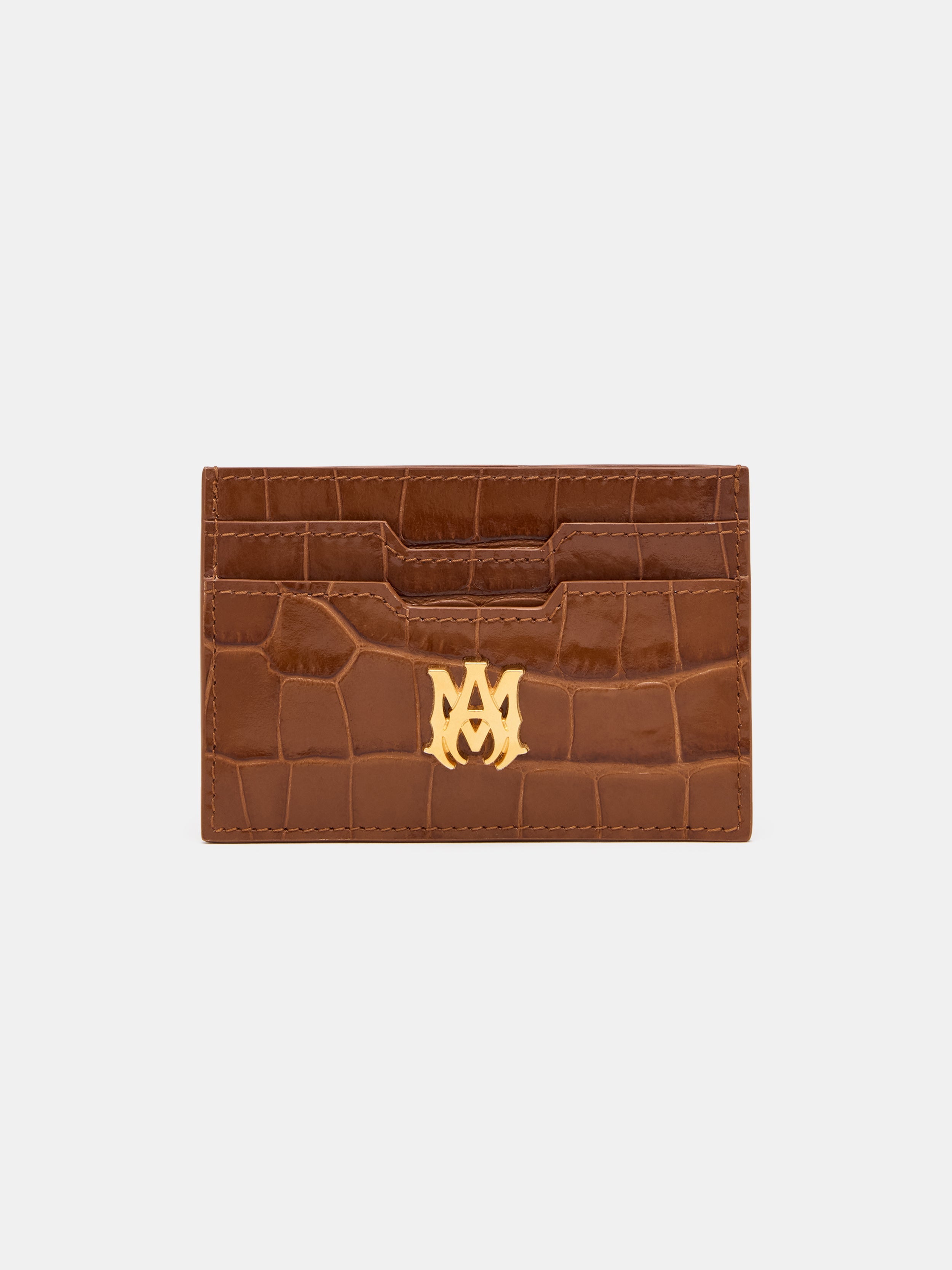 CROC EMBOSSED CARD HOLDER - MALT